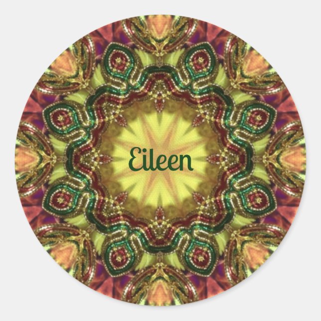 EILEEN ~ KALEIDOSCOPE CHRISTMAS ~ CLASSIC ROUND STICKER (Front)