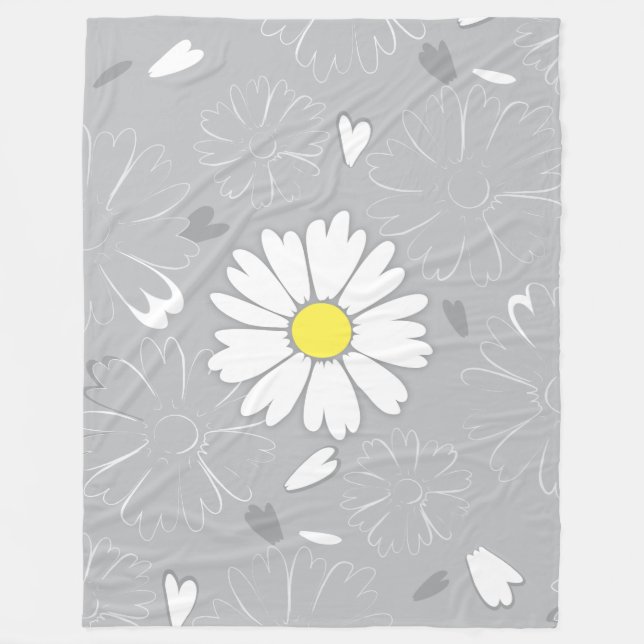 Eilin's Daisy Flower Fleece Blanket (Front)