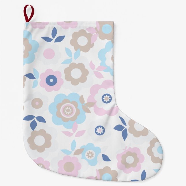 Eilin's Spring Flowers 3 Large Christmas Stocking (Front)