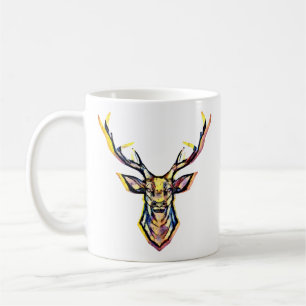 Ein Hirschkopf als buntes Bild im Aquarell Stil Coffee Mug
