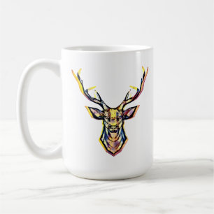 Ein Hirschkopf als buntes Bild im Aquarell Stil Coffee Mug