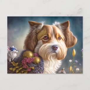 Ein süßer Hund mit Goldschmuck Postcard