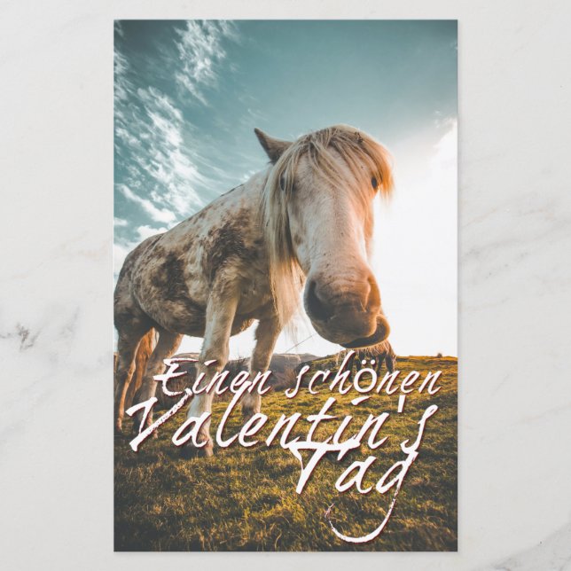 Einen schönen Valentinstag mit schauendem Pferd (Front)