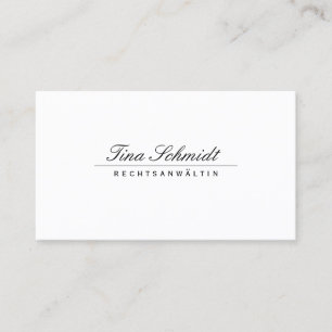 Einfache Elegante Rechtsanwalt Weiß Visitenkarte Business Card
