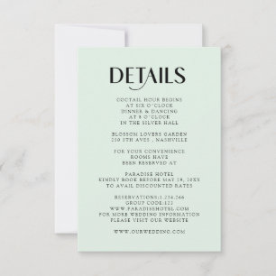 Einfache Moderne Wedding Detail RSVP Karte Card