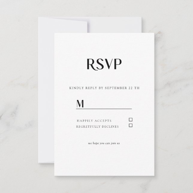 Einfache Moderne Wedding  RSVP Karte (Front)