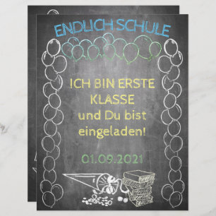 Einladungskarte zur Einschulung im Tafelstil