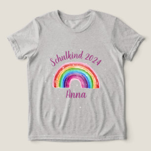 Einschulung Schulkind 2024 - Sternchen Regenbogen  Tri-Blend Shirt