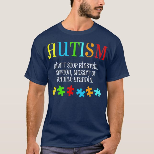 Einstein Autism Awareness Autistic Autism Moms T-Shirt (Front)