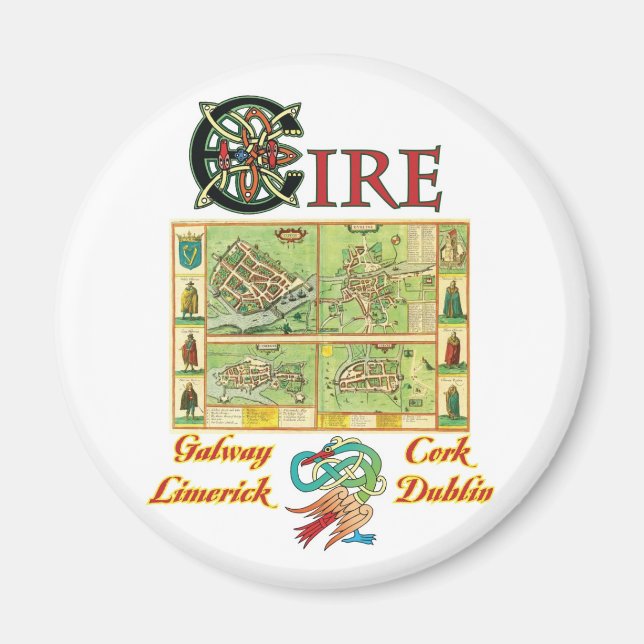 Eire Cities Map Magnet (Front)