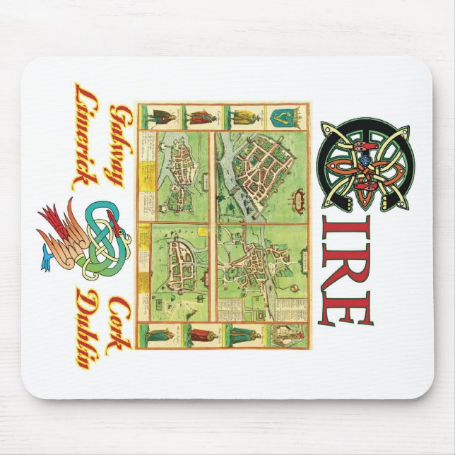 Eire Cities Map Mouse Pad (Front)