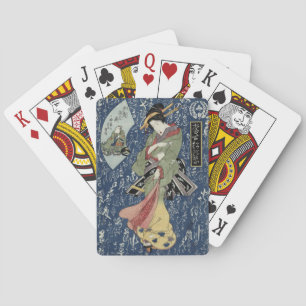 Eisen Geisha in Green Kimono Playing Cards
