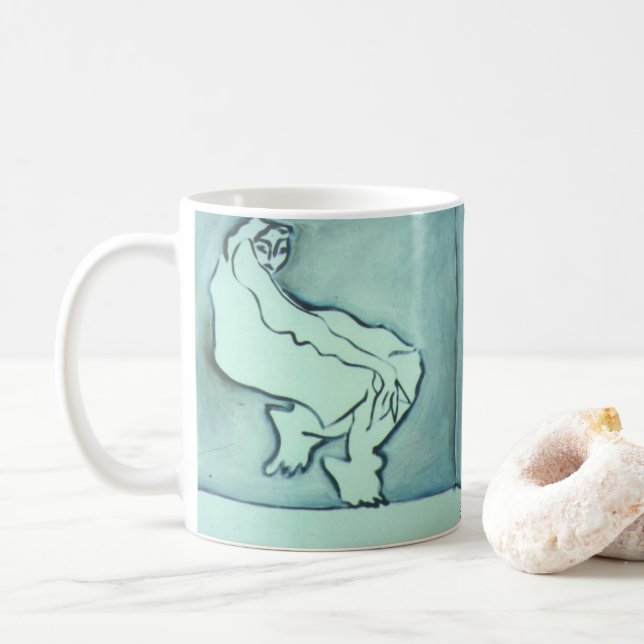 ejgoldguru - Planarities - Girl in Mirror Coffee Mug (With Donut)