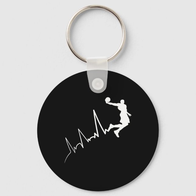 EKG frequency of basketball player heartbeat dunki Key Ring (Front)