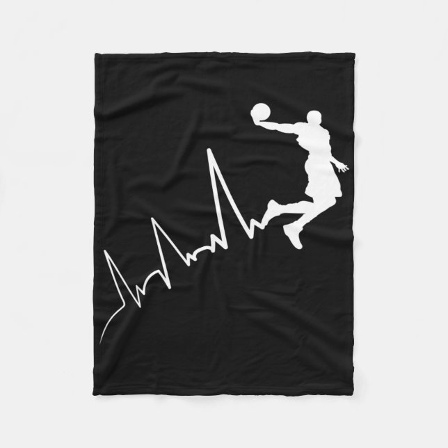 Ekg Frequency Of Bysketbyll Player Heartbeat Dunki Fleece Blanket (Front)