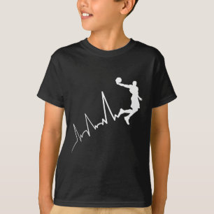 Ekg Frequency Of Bysketbyll Player Heartbeat Dunki T-Shirt