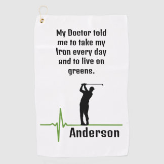 EKG Golf Towel with Black Silhouette Golfer