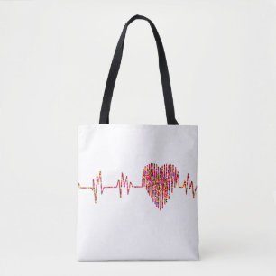 EKG heart medical ekg line Tote Bag