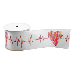EKG heart ribbon Satin Ribbon