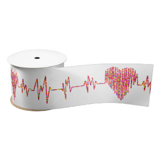 EKG heart ribbon Satin Ribbon