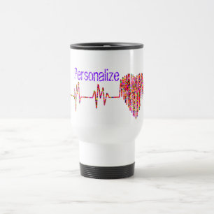 EKG heart travel mug