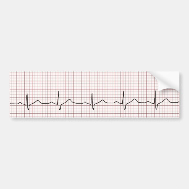 EKG heartbeat on graph paper, PhD (doctor) pulse Bumper Sticker (Front)