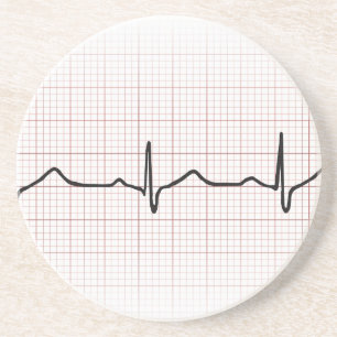 EKG heartbeat on graph paper, PhD (doctor) pulse Coaster