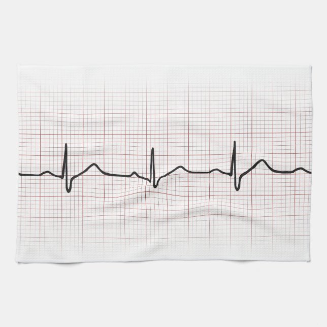 EKG heartbeat on graph paper, PhD (doctor) pulse Tea Towel (Horizontal)