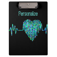 EKG line heart medical black teal blue