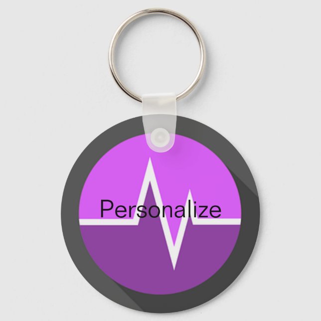 EKG line medical purple keychain (Front)