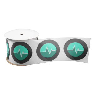 EKG line medical surgeon green  Satin Ribbon