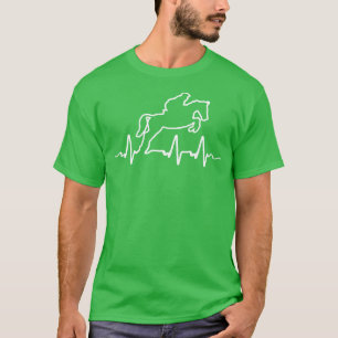 EKG Love Horse Jumping Equestrian Heartbeat Pulse  T-Shirt