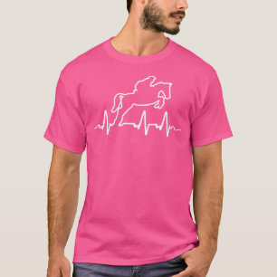 EKG Love Horse Jumping Equestrian Heartbeat Pulse  T-Shirt