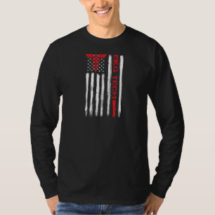 Ekg Technician Electrocardiograph Tech American Fl T-Shirt