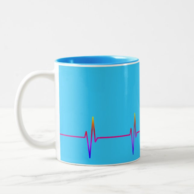 EKG with custom name Two-Tone Coffee Mug (Left)