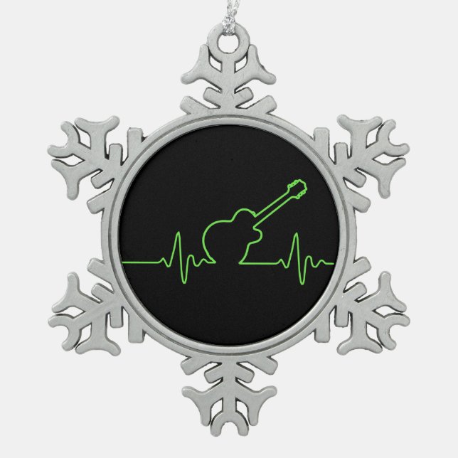 EKGuitar Snowflake Pewter Christmas Ornament (Front)