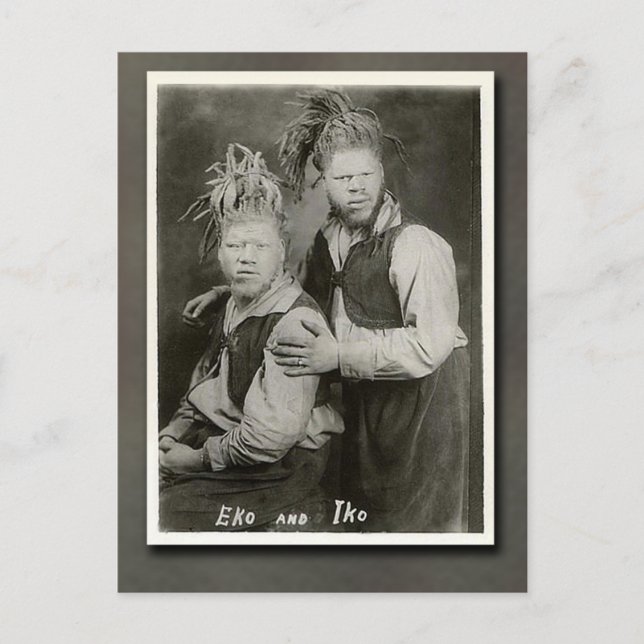 Eko and Iko "Men from Mars" Circus Performers Postcard (Front)