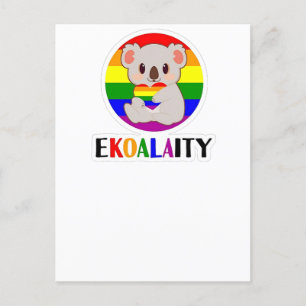 Ekoalaty Equality Gay Koala Bear Funny LGBT Rainbo Announcement Postcard