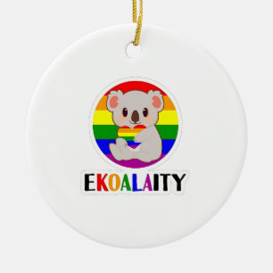 Ekoalaty Equality Gay Koala Bear Funny LGBT Rainbo Ceramic Tree Decoration