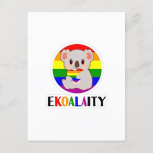 Ekoalaty Equality Gay Koala Bear Funny LGBT Rainbo Invitation Postcard