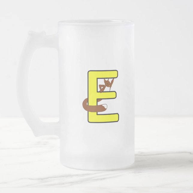 Ekorrsejdel Bokstav E Högerhand Frosted Glass Beer Mug (Left)