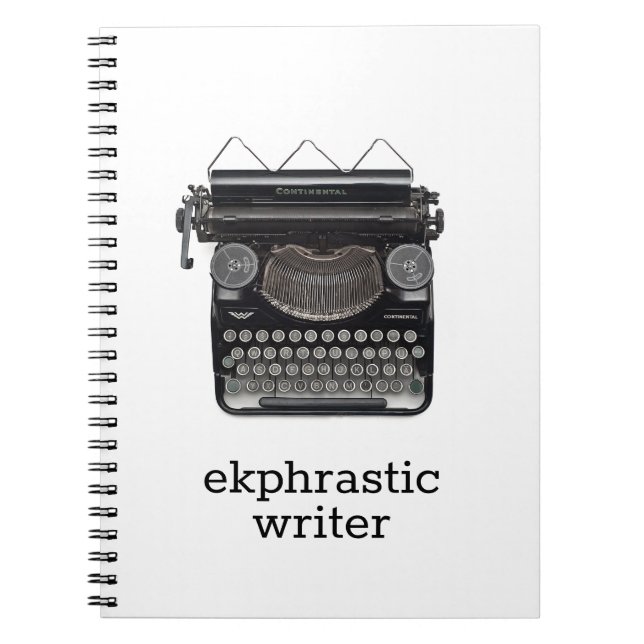 ekphrastic writer notebook with typewriter motif (Front)