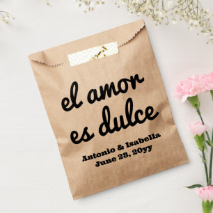 El amor es dulce wedding reception treat for guest favour bags