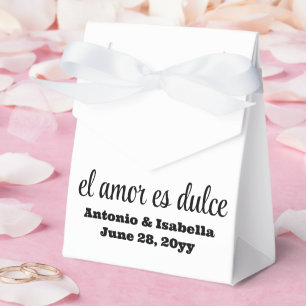 El amor es dulce wedding reception treat for guest favour box