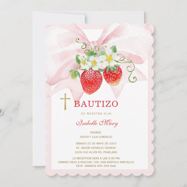 El Bautizo invitación de nuestra hi Invitation (Front)