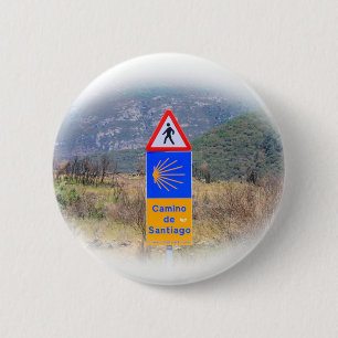 El Camino de Santiago de Compostela, Spain, sign 2 6 Cm Round Badge
