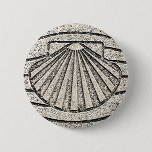 El Camino shell, pavement, Spain 6 Cm Round Badge