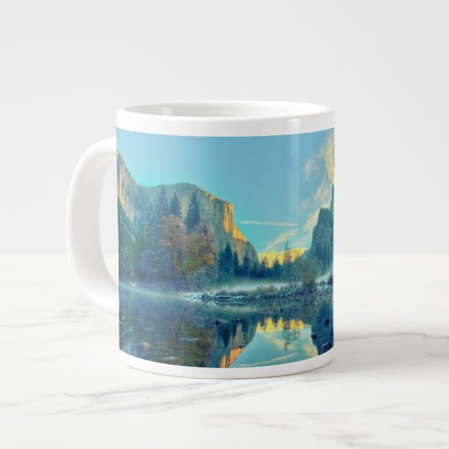 El Capitan and Three Brothers Reflection Large Coffee Mug (Front Left)