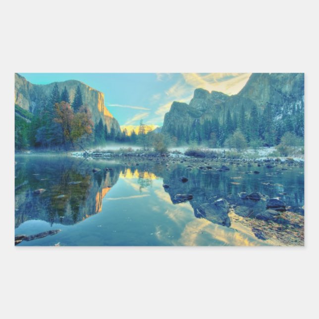 El Capitan and Three Brothers Reflection Rectangular Sticker (Front)