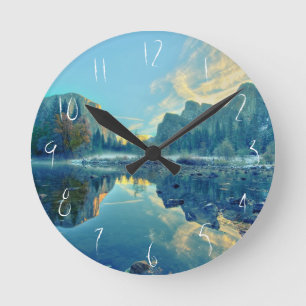 El Capitan and Three Brothers Reflection Round Clock